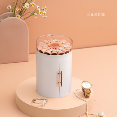 Light Luxury Jewelry Necklace Double Open Transparent Flower Jewelry Box Five-Layer Large Capacity Ring Storage Box