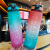 Gradient Color Water Bottle Sports Bottle Portable Rope Holding Suction Nozzle Water Cup 1000ml Gym Sports Bottle Adult