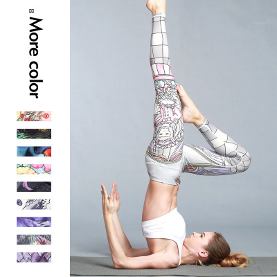 New Printed Yoga Ninth Pants Outdoor Sports Running Quick-Drying Fitness Pants Tight Stretch Yoga Pants Women