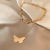 2021 New Fashion Necklace Women's Fashionable Elegant Butterfly Double Layer Twin Clavicle Chain European Hip Hop Retro Pendant