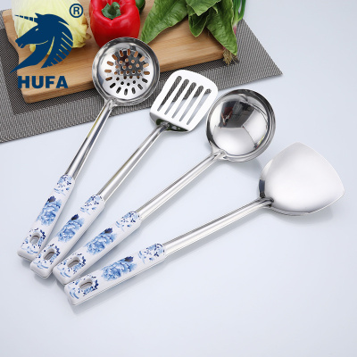 Factory Wholesale Blue and White Porcelain Double Pointed Handle Colander Spatula Kitchenware Combination Creative Kitchen Cooking Utensils