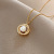 Korean Style Cool Trendy Titanium Steel Necklace Geometric Pearl Ins Style All-Match Pendant Dignified Hollow Diamond Inlaid Clavicle Chain