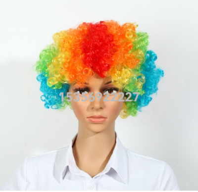 Kindergarten Activity Props Halloween Funny Color Fans Hair Clown Performance Wig Wig Fluffy Afro