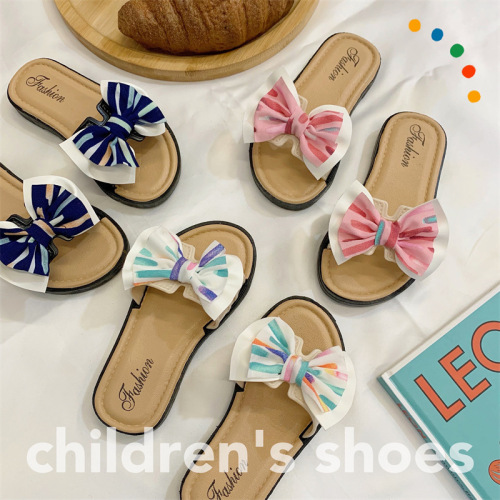 Children‘s Slippers Summer Bow Princess Shoes Parent-Child Baby Sandals Korean Fashion Children‘s Flip-Flops Girls‘ Shoes