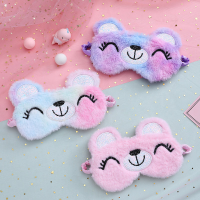 Winter New Children's Plush Bear Squinting Eye Mask Cartoon Cute Student Girl Lunch Break Sleeping Eye Mask