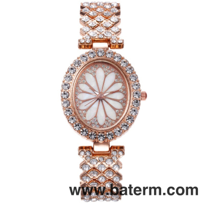 Foreign Trade Fashion Elegant Oval Diamond Flower Bracelet Watch Women's Elegant Women's Watch Quartz Watch Wholesale