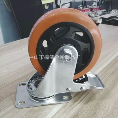 Medium Series Industrial Casters Furniture Wheels Trolley Wheel Orange Flower Dual Shaft Omni-Directional Wheel