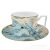 Glass Bone China Set Modern Oil Color Style Western Food Golden Edge Plate Coffee Cup Mug Soup Plate Ceramic Set