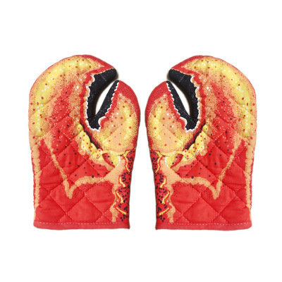 Wholesale Crab Pincer a Pair of Gloves Cotton Oven Gloves Foreign Trade Microwave Oven Anti-Scald Baking Heat Insulation Gloves