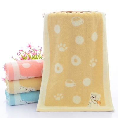 Factory in Stock Wholesale Cotton Jacquard Scarf Bear Household Thickened Welfare Gift Cartoon Couple Towel Maternal and Child Supplies