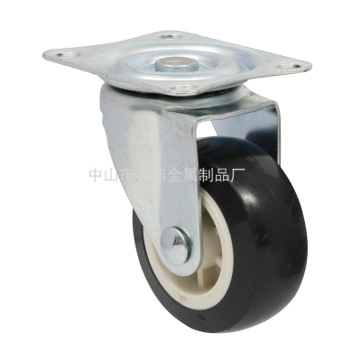 Casters 1-3-Inch Factory Black Rubber Flat Wheel Flat Fixed Swivel Wheels Casters with Brake
