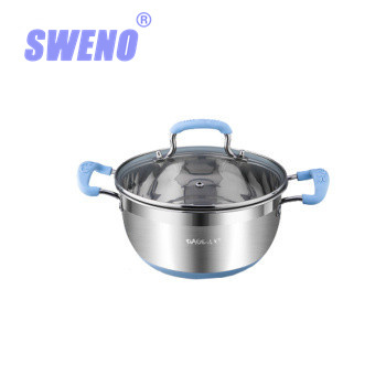 22cm Stainless Steel Cover Soup Pot Household Gas Induction Cooker Binaural Porridge Pot Boiling Water Pot Soup Coying Pot Small Stew Pot