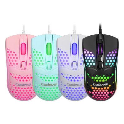 Brand Vf53 Hole Mouse Cute USB Colorful Luminous Mouse Desktop Computers and Laptop Machine Suitable for Cross-Border