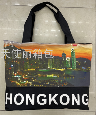 HD Digital Printing Letter Splicing Handbag Stylish and Lightweight Beach Bag City Souvenir Canvas Bag