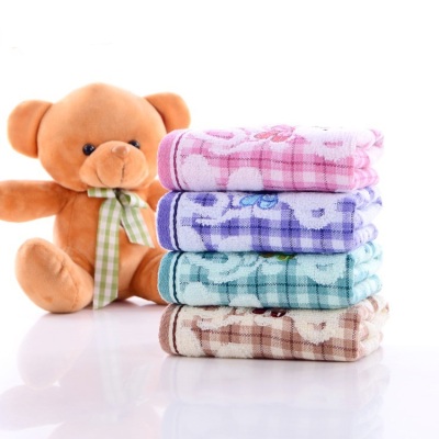 Factory Wholesale Gauze Bear Towel 25*50 Embroidered Cartoon Cotton Children Household Towels Maternal and Child Supplies