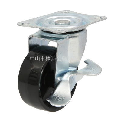 1.5-Inch Universal Wheel with Brake 2-Inch Fixed Mute Wheel 2.5-Inch 3-Inch Movable Caster Black Rubber Furniture