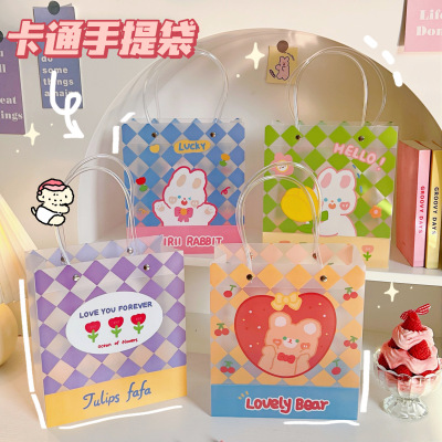 INS Style Sweet Cha Cha Bear Gift Bag Cute Girl Heart Student Mini PVC Bag Handbag Gift Bag Fashion