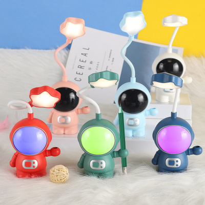 New Spaceman Table Lamp USB Charging Pencil Shapper Dormitory Children Eye-Protection Lamp Small Night Lamp Ambience Light Source