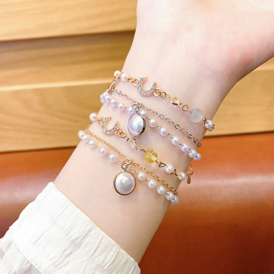 Korean Style Pendant Girlfriends' Bracelet Bracelet Trendy Female Ornament Ins Special-Interest Design Cold Style Girl Simple Hand Jewelry