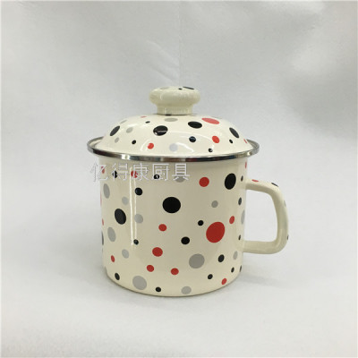 16cm Large Capacity with Lid Enamelled Cup Nostalgic Retro Large Tea Cup Cup Chuan Chuan Hotpot