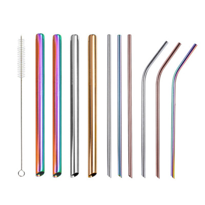 Cross-Border Export Foreign Trade Creative 304 Stainless Steel Straw Color Oblique Straw