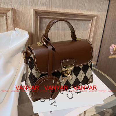 Retro Box Bag for Women 2021 New Fashion Ins High-Grade All-Match Shoulder Messenger Bag Factory One Piece Dropshipping