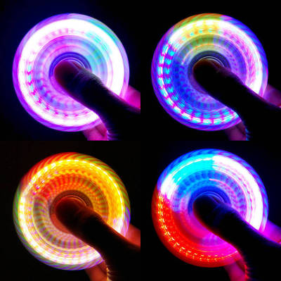Gyro Stall Square Children Adult Stress Relief Toys Luminous Band Light Night Fluorescent EDC Three-Leaf Rotating
