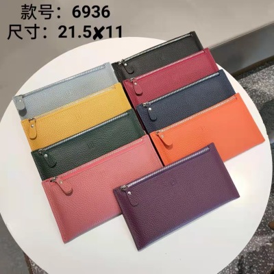 Selling Cowhide Wallet Ladies New Long Wallet Casual Ladies Wallet Litchi Pattern Wallet Female One Piece Dropshipping