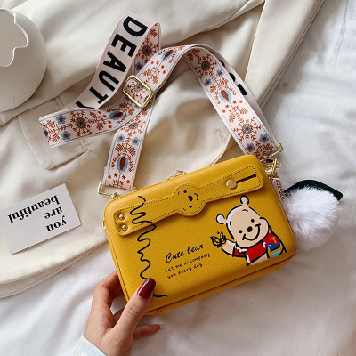 Square Pouch Versatile Women's One Piece Dropshipping 2022 New Spring Cute Little Bear Cartoon Printed Crossbody Shoulder Bag