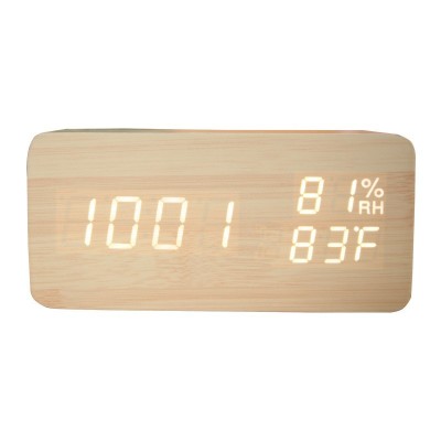 Temperature and Humidity Wooden Home Alarm Clock Wooden Clock