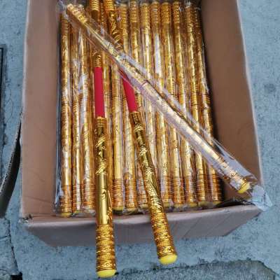 Retractable Golden Hoop Stick Automatic Telescopic Stainless Steel Sun Wukong Golden Hoop Stick Light-Emitting Children's Toy Stall Hot Sale at Scenic Spot