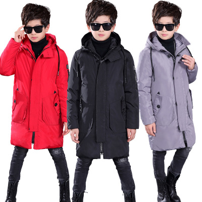 Winter New Boy's down Jacket Mid-Length White Duck down Kids' Coat Hooded Children's down Jacket One Piece Dropshipping