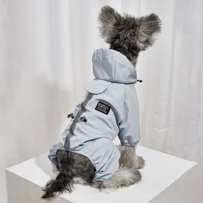 Cross-Border Pet New Dog Four-Legged Raincoat for Cats and Dogs Waterproof Reflective Clothes Open Traction Raincoat