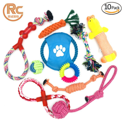 Pet Cotton Rope Toy for Dog 10-Piece Fun Combination Set Amazon Bite-Resistant Dog Toy
