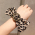 Korean Style New round Buckle Diamond Mesh Red Bow Hair Rope Leopard Print Hair Band for Bun Haircut Ponytail Rubber Band Headband Hair Accessories