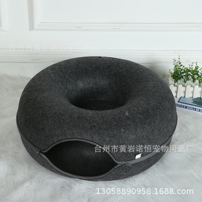 Factory Direct Supply Four Seasons Available Felt Cat Bed Felt Pet Nest Donut Cat Nest Cute New Cat Nest