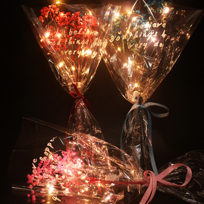 on Douyin Luminous Starry Bouquet Led Bag Preserved Fresh Flower Stall Push Supplies for Night Market Gift Wholesale