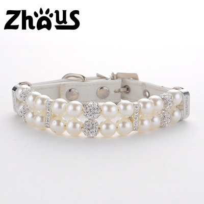 Zhous Pet Supplies Pearl Collar Hand Holding Rope Collar Cat Dog Necklace Small and Medium-Sized Dogs Dog Collar Collar