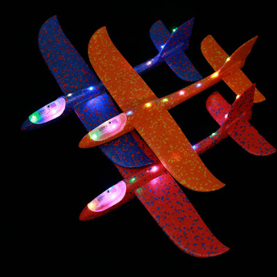 Creative Glow Toy EPP Hand Throwing Foam Plane Small Aircraft with Light Wholesale Night Market Stall Supply