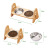 Pet Her Cat Bowl Ceramic Double Bowl Oblique Mouth Protection Cervical Spine Cat Food Holder Anti-Tumble Pet Dog Bowl Adjustable Bamboo Frame