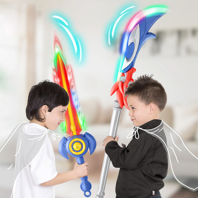 New Children's Plastic Boy Toy Large Sword Luminous Broadsword Flash Music Props Sword Stall Toy