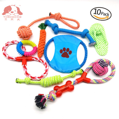 Amazon Pet Toy Factory Supply Combination Set Cotton Rope Toy Pet Frisbee Ball Molar Cleaning