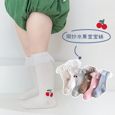 Spring and Summer Newborn Socks Baby Stockings Lace Class a Baby Girl Socks Spring and Autumn Fruit Jacquard Princess Socks