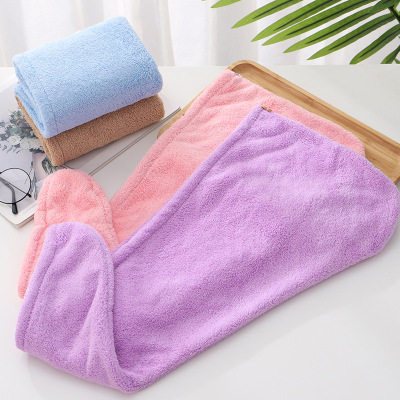 Shower Cap Coral Fleece Quick-Drying Adult Home Use Plain Simple Hair Drying Towel Microfiber Headcloth Hair Drying Towel Hair Drying Towel