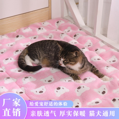 Factory Cartoon Pet Blanket Mat Cathouse Doghouse Blanket Floor Mat Plush Coral Velvet Flannel Pet Supplies