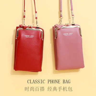 Factory Direct Sales New Fashion Ladies Phone Bag Korean Style Fashion Twist Lock Solid Color Crossbody Shoulder Bag Wallet