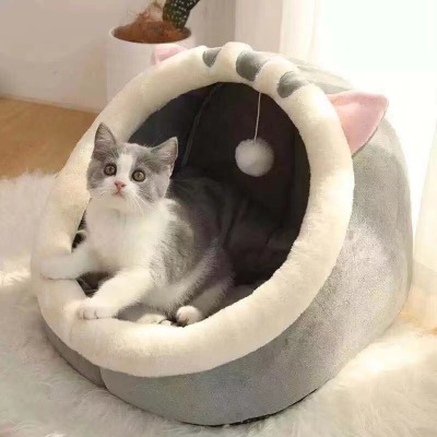 Cat Nest Four Seasons Universal Cat Semi-Enclosed House Villa Winter Warm Removable and Washable Kennel Bed Pet Supplies