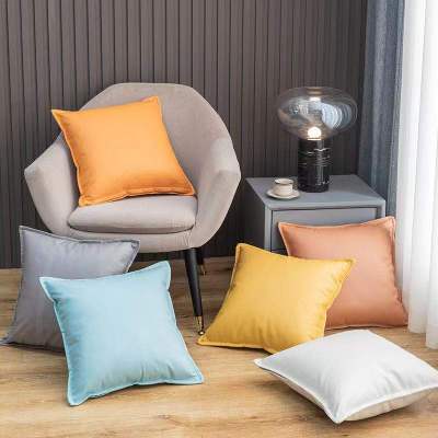 Faux Leather Pillow Light Luxury Living Room Sofa High-End Throw Pillowcase Modern Cushion Lumbar Pillow Orange Disposable Quilt Nordic