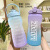 Large Capacity Gradient Color Outdoor Sports Bottle Portable Student Fitness Straw Cup 2000ml Plastic Cup