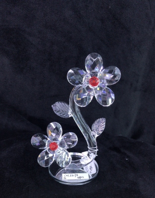 Red Heart Crystal Flower Ornaments